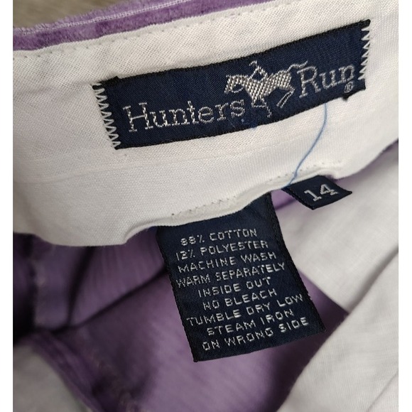 Vtg Hunters Run Corduroy Pants Womens 14 Purple High Rise Straight Leg Cotton - Picture 11 of 12